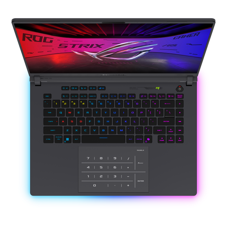 Vista superior do teclado do ASUS ROG Strix G16