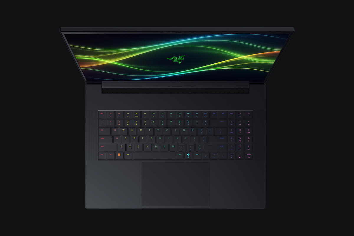 Razer Blade 18 2026 preto, teclado visto de cima