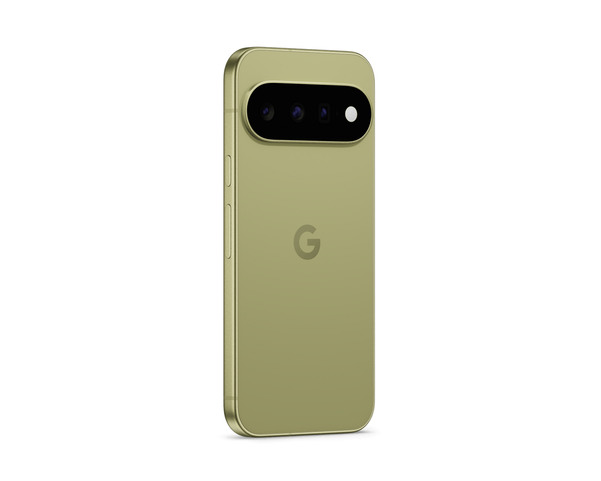 Google Pixel 11 Pistácio – vista em ângulo