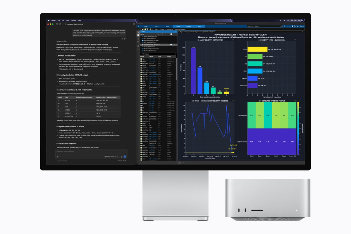 Mac Studio (2026) Prateado com Studio Display executando IA local