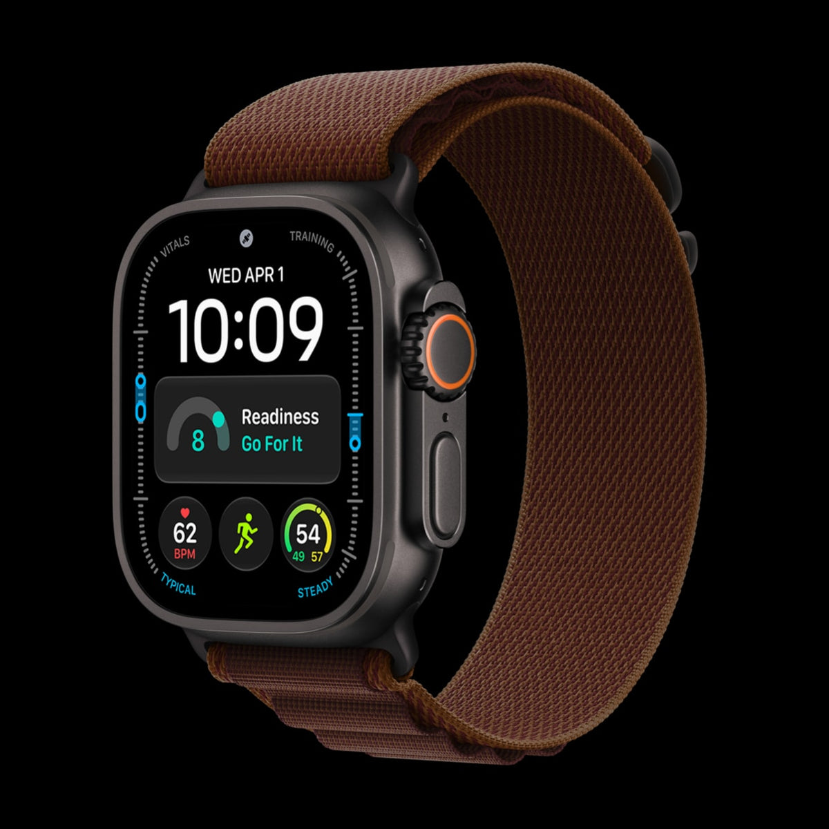 Apple Watch Ultra 4 titânio preto com pulseira loop Alpina bordô (imagem de imprensa)
