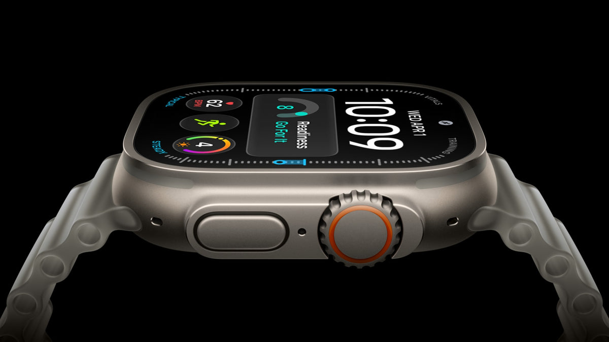 Apple Watch Ultra 4 titânio natural visto de lado (imagem de imprensa)
