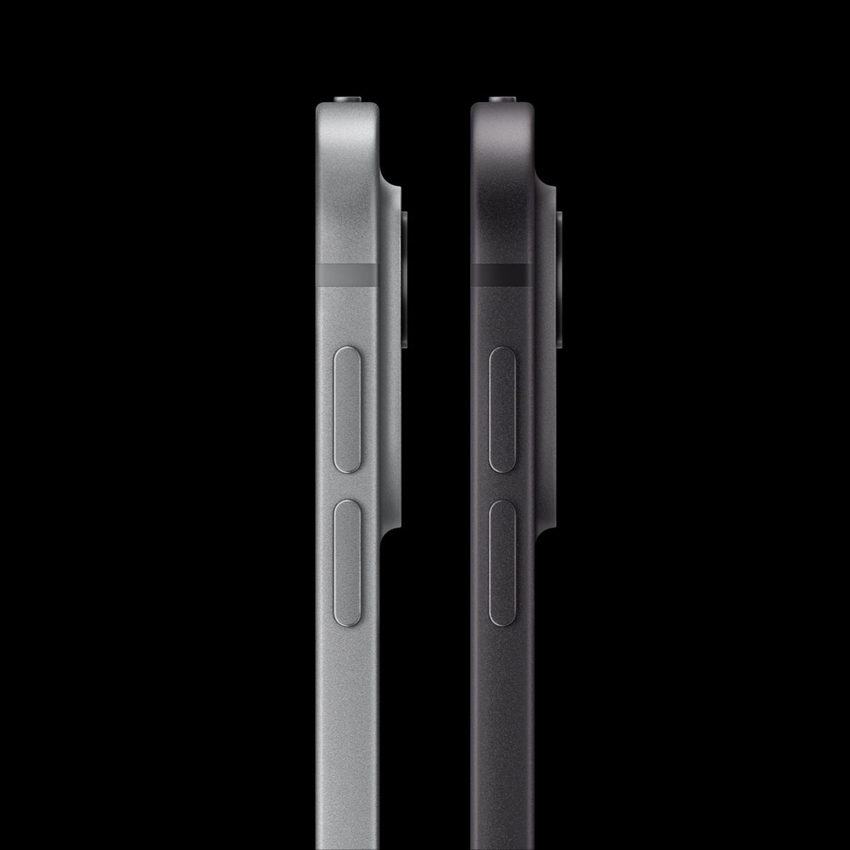 Perfil fino do iPad Pro (M5) nas cores Prateado e Preto-espacial