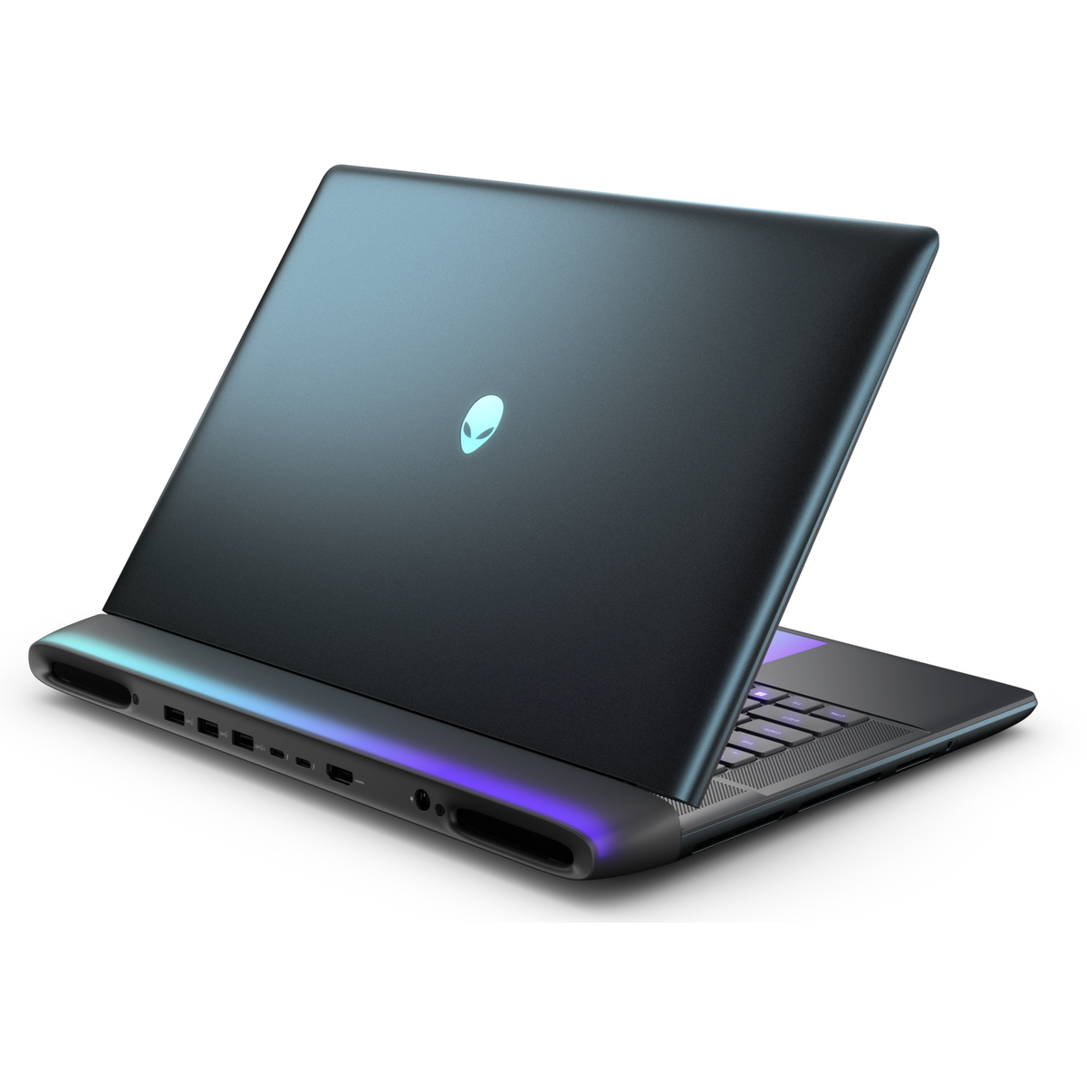 Alienware 16 Area-51 Azul-petróleo líquido, vista traseira em ângulo