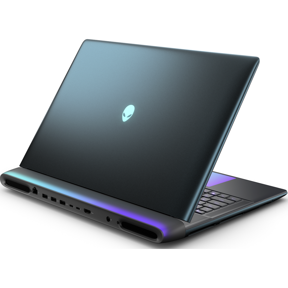 Alienware 18 Area-51 Azul-petróleo líquido, vista traseira em ângulo