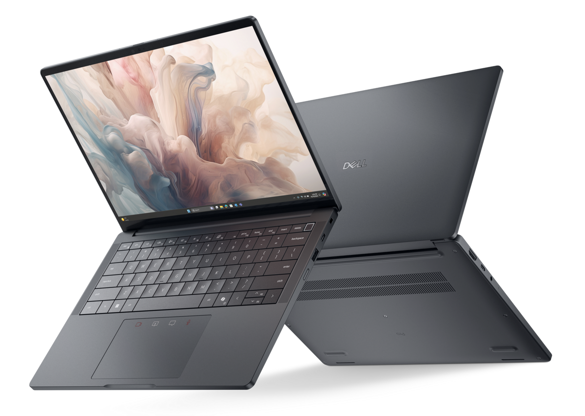 Dell Pro 14 Premium Magnetita, vistas frontal e traseira