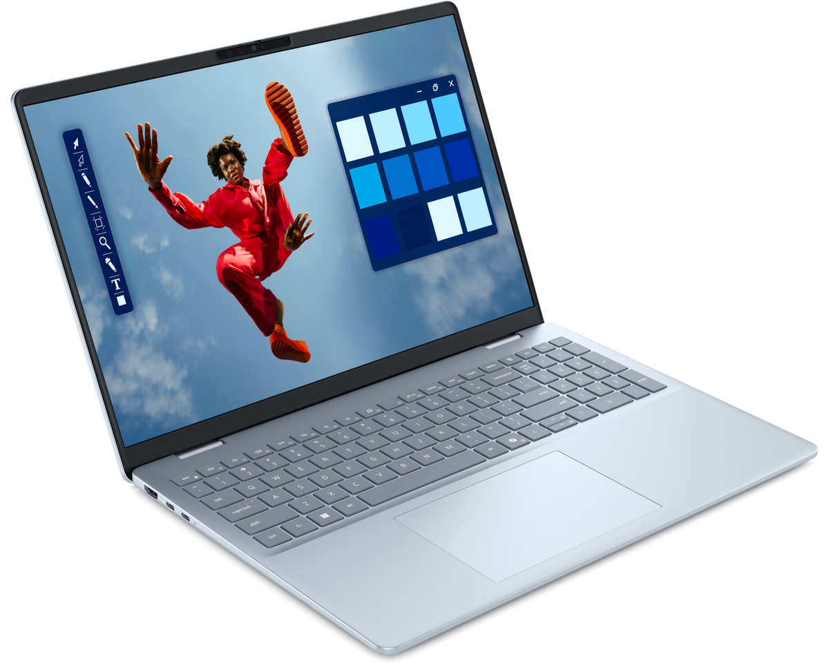 Dell 16 Plus Ice Blue, vista em ângulo
