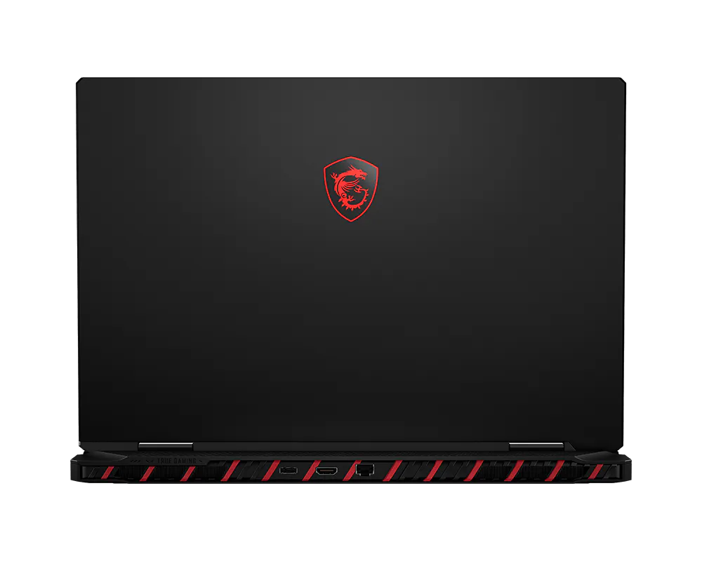 MSI Raider 18 HX AI preto, tampa traseira